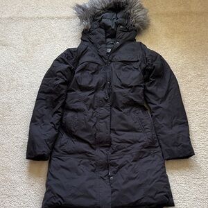 The North Face Women's Black Puffer Coat with Fur Hood